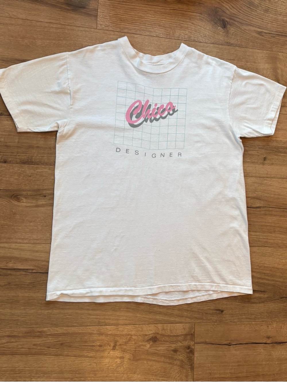 VINTAGE 80s Chico Designer Single Stitch White Tee Hanes Beefy-T Men’s Large